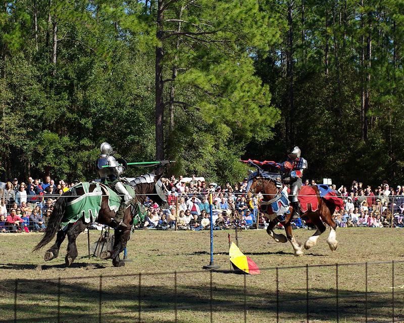 rf5.jpg - The jousting is full contact and the two "knights" are trying to unseat each other.  Hoggetowne Medieval Faire, Gainesville FL 2008
